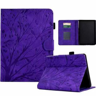 For Amazon Kindle Paperwhite 12th 2024 Fortune Tree Pressure Flower Smart Leather Tablet Case(Purple)