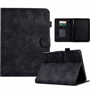 For Amazon Kindle Paperwhite 12th 2024 Fortune Tree Pressure Flower Smart Leather Tablet Case(Black)