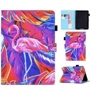 For Amazon Kindle PaperWhite 12th Gen 2024 Colored Drawing Sewing Smart Leather Tablet Case(Flamingo)