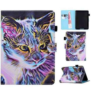 For Amazon Kindle PaperWhite 12th Gen 2024 Colored Drawing Sewing Smart Leather Tablet Case(Colorful Cat)