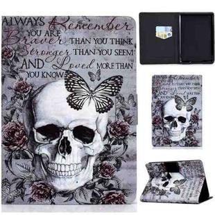 For Amazon Kindle PaperWhite 12th Gen 2024 Colored Drawing Horizontal Flip Tablet Leather Case(Skull)