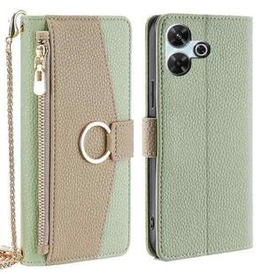 For Redmi 13 4G Crossbody Litchi Texture Leather Phone Case(Green)