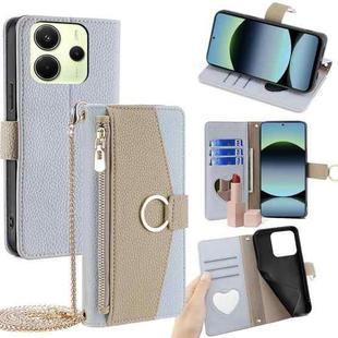 For Redmi Note 14 4G 163.25mm Crossbody Litchi Texture Leather Phone Case(Blue)