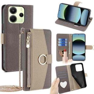 For Redmi Note 14 4G 163.25mm Crossbody Litchi Texture Leather Phone Case(Grey)