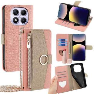 For Redmi Note 14 Pro 4G Crossbody Litchi Texture Leather Phone Case(Pink)