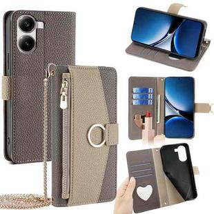 For Redmi Turbo 4 / Xiaomi Poco X7 Pro 5G Crossbody Litchi Texture Leather Phone Case(Grey)
