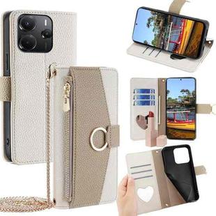 For Redmi Note 14 4G 164.84mm Crossbody Litchi Texture Leather Phone Case(White)