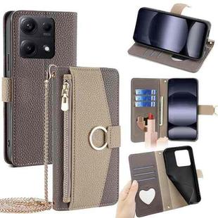 For Redmi Note 14S 4G Crossbody Litchi Texture Leather Phone Case(Grey)
