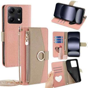 For Redmi Note 14S 4G Crossbody Litchi Texture Leather Phone Case(Pink)