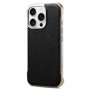 For iPhone 16 Pro Denior MagSafe Genuine Leather Calf Texture  Phone Case(Black)