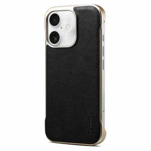 For iPhone 16 Plus Denior MagSafe Genuine Leather Calf Texture  Phone Case(Black)