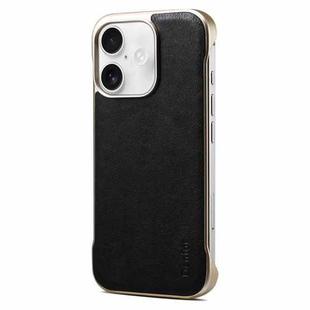 For iPhone 16 Denior MagSafe Genuine Leather Calf Texture  Phone Case(Black)