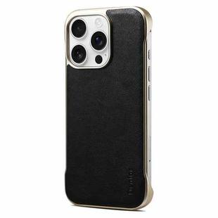 For iPhone 15 Pro Denior MagSafe Genuine Leather Calf Texture  Phone Case(Black)