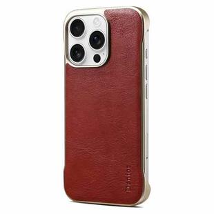 For iPhone 15 Pro Denior MagSafe Genuine Leather Calf Texture  Phone Case(Red)