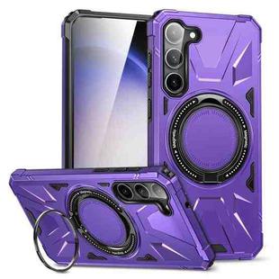 For Samsung Galaxy S25+ 5G MagSafe Magnetic Shockproof Phone Case with Ring Holder(Purple)