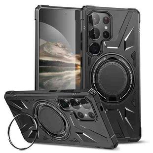 For Samsung Galaxy S25 Ultra 5G MagSafe Magnetic Shockproof Phone Case with Ring Holder(Black)