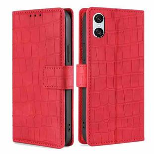 For Sony Xperia 10 VI Skin Feel Crocodile Magnetic Clasp Leather Phone Case(Red)