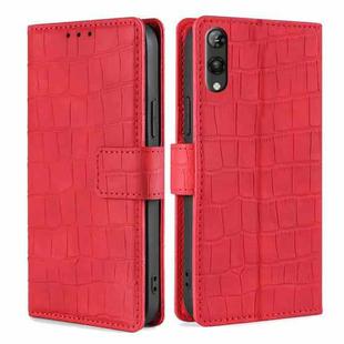 For Rakuten Hand 5G Skin Feel Crocodile Magnetic Clasp Leather Phone Case(Red)