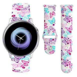 For Samsung Galaxy Active2 20mm Reverse Buckle Printed Silicone Watch Band(Butterfly)