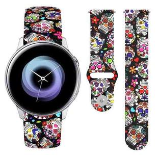 For Samsung Galaxy Active2 20mm Reverse Buckle Printed Silicone Watch Band(Color Skull)