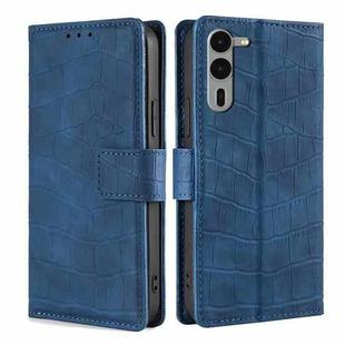 For Fujitsu Arrows We2 Plus Skin Feel Crocodile Magnetic Clasp Leather Phone Case(Blue)