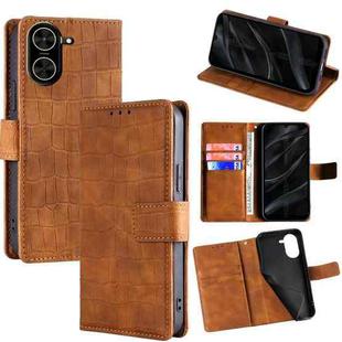 For Redmi A5 4G 171.7mm Skin Feel Crocodile Magnetic Clasp Leather Phone Case(Brown)