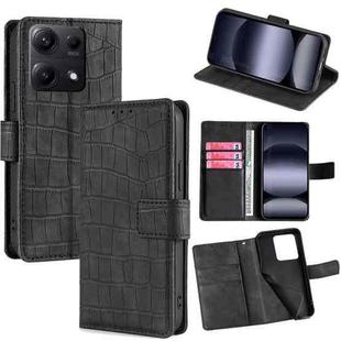 For Redmi Note 14S 4G Skin Feel Crocodile Magnetic Clasp Leather Phone Case(Black)