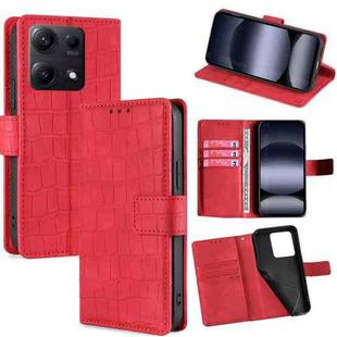 For Redmi Note 14S 4G Skin Feel Crocodile Magnetic Clasp Leather Phone Case(Red)