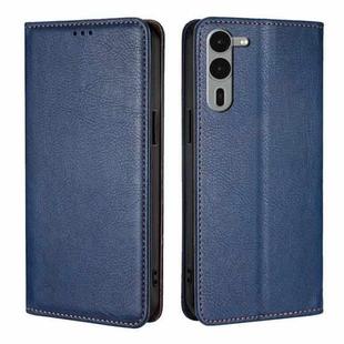 For Fujitsu Arrows We2 Plus Gloss Oil Solid Color Magnetic Leather Phone Case(Blue)