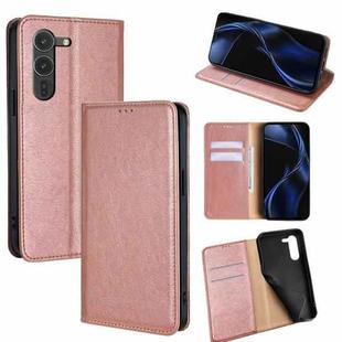 For Fujitsu Arrows Alpha F-51F Gloss Oil Solid Color Magnetic Leather Phone Case(Rose Gold)