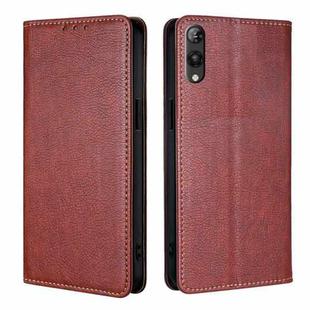 For Rakuten Hand 5G Gloss Oil Solid Color Magnetic Leather Phone Case(Brown)