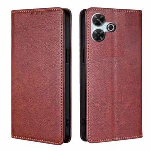 For Redmi 13 4G Gloss Oil Solid Color Magnetic Leather Phone Case(Brown)