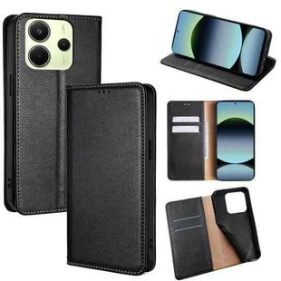 For Redmi Note 14 4G 163.25mm Gloss Oil Solid Color Magnetic Leather Phone Case(Black)