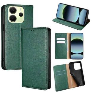 For Redmi Note 14 4G 163.25mm Gloss Oil Solid Color Magnetic Leather Phone Case(Green)