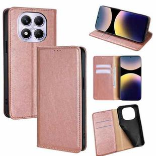 For Redmi Note 14 Pro 4G Gloss Oil Solid Color Magnetic Leather Phone Case(Rose Gold)