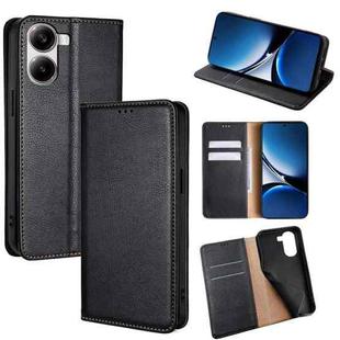For Redmi Turbo 4 Gloss Oil Solid Color Magnetic Leather Phone Case(Black)