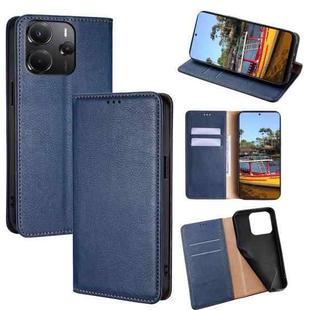 For Redmi Note 14 4G 164.84mm Gloss Oil Solid Color Magnetic Leather Phone Case(Blue)