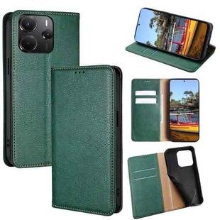 For Redmi Note 14 4G 164.84mm Gloss Oil Solid Color Magnetic Leather Phone Case(Green)