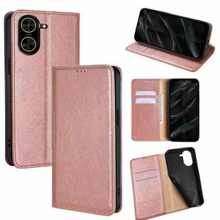 For Redmi A5 4G 171.7mm Gloss Oil Solid Color Magnetic Leather Phone Case(Rose Gold)