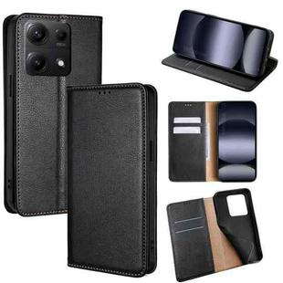 For Redmi Note 14S 4G Gloss Oil Solid Color Magnetic Leather Phone Case(Black)