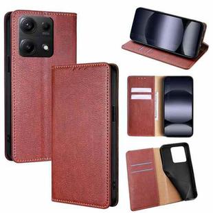 For Redmi Note 14S 4G Gloss Oil Solid Color Magnetic Leather Phone Case(Brown)