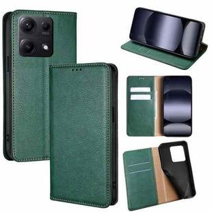 For Redmi Note 14S 4G Gloss Oil Solid Color Magnetic Leather Phone Case(Green)