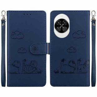 For Huawei nova 14 Cute Cats RFID Leather Phone Case(Blue)