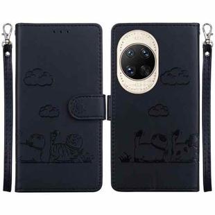 For Huawei nova 14 Ultra Cute Cats RFID Leather Phone Case(Black)