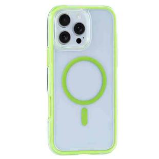 For iPhone 16 Pro Vacuum Airbag Y2 Series Transparent MagSafe Magnetic Phone Case(Fluorescent Green)