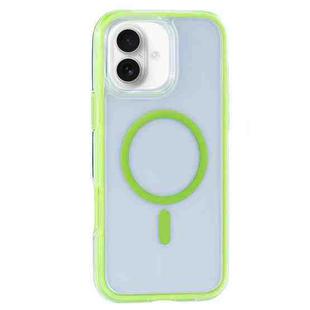 For iPhone 16 Plus Vacuum Airbag Y2 Series Transparent MagSafe Magnetic Phone Case(Fluorescent Green)