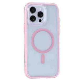 For iPhone 15 Pro Max Vacuum Airbag Y2 Series Transparent MagSafe Magnetic Phone Case(Pink)