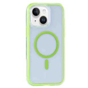 For iPhone 15 Plus / 14 Plus Vacuum Airbag Y2 Series Transparent MagSafe Magnetic Phone Case(Fluorescent Green)