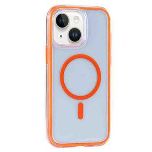 For iPhone 15 Plus / 14 Plus Vacuum Airbag Y2 Series Transparent MagSafe Magnetic Phone Case(Orange)