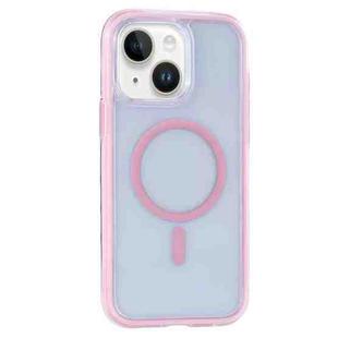 For iPhone 15 Plus / 14 Plus Vacuum Airbag Y2 Series Transparent MagSafe Magnetic Phone Case(Pink)